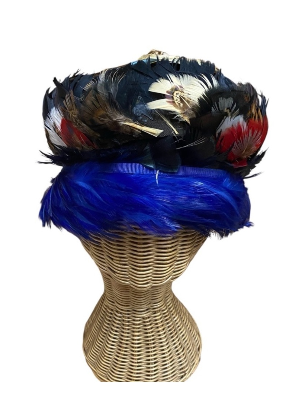 Vintage Designed By Laura Womens Full Feather Hat 1960s Mod Creative Art Deco